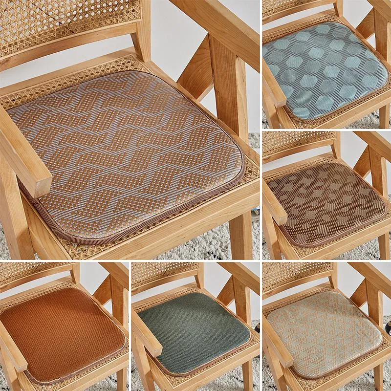 Kudde/dekorativ kudde Summer Cooling Rattan Mat Ice Silk Cushion For Home Dining Chair Car Non-Slip Breattable Seat Pad 40 40/45 45CMCUS