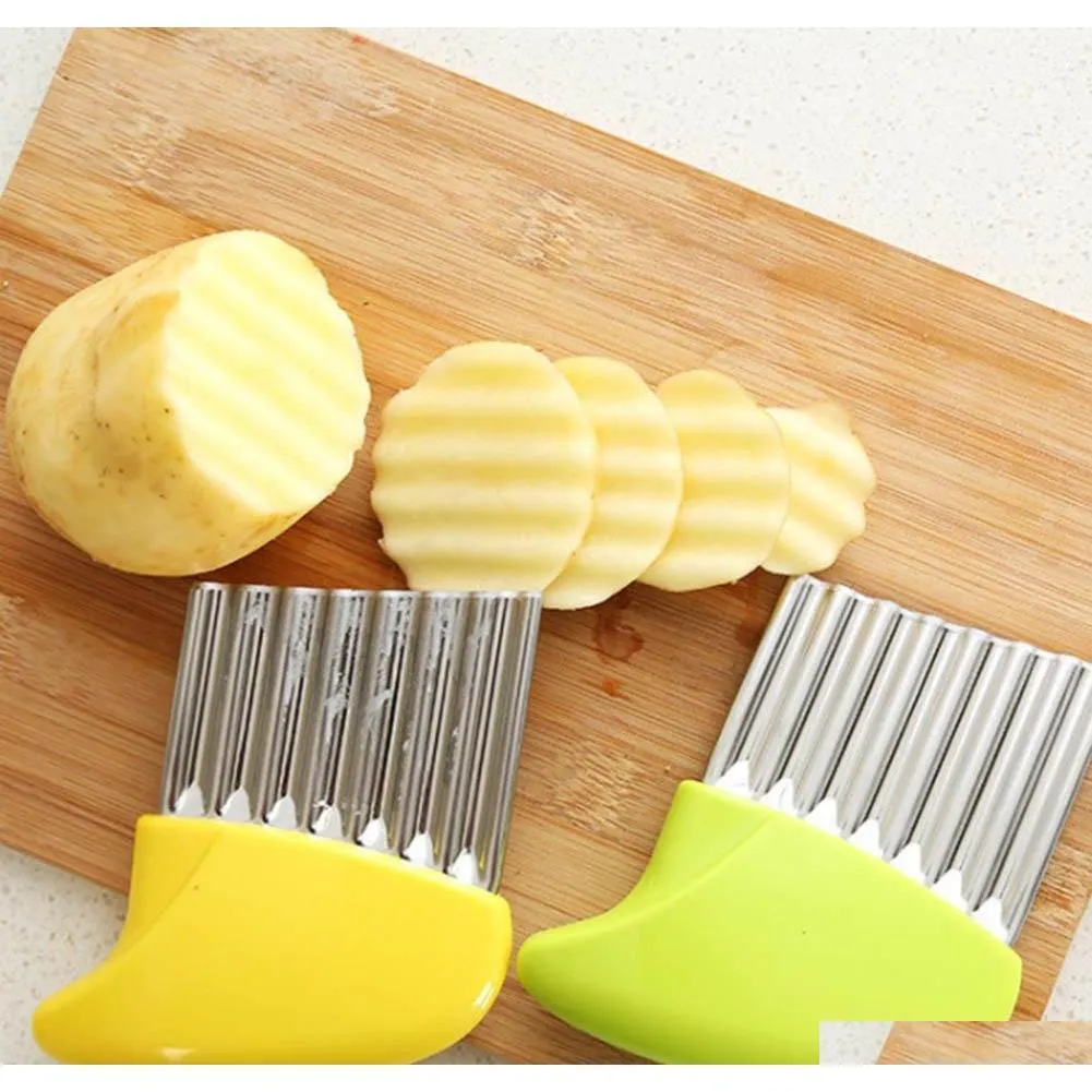 stainless steel vegetable wavy cutter slicer potato carrot slicer wrinkled french fries making knife kitchen accessory high quality