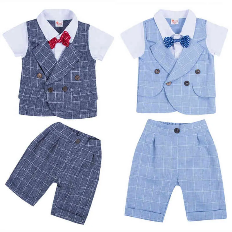 Nieuwe Peuter Baby Boy Bruiloft Formele Pak Bowtie Gentleman Tops + Pants Outfit Set 0-4Y AA220316