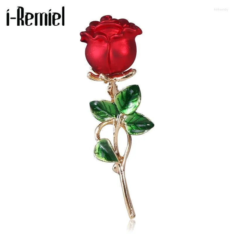 Stift broscher mode elegant rosblomma brosch koreanska avancerade emalj lapel stift skjorta klänning klädgåvor för kvinnor smycken kirk22