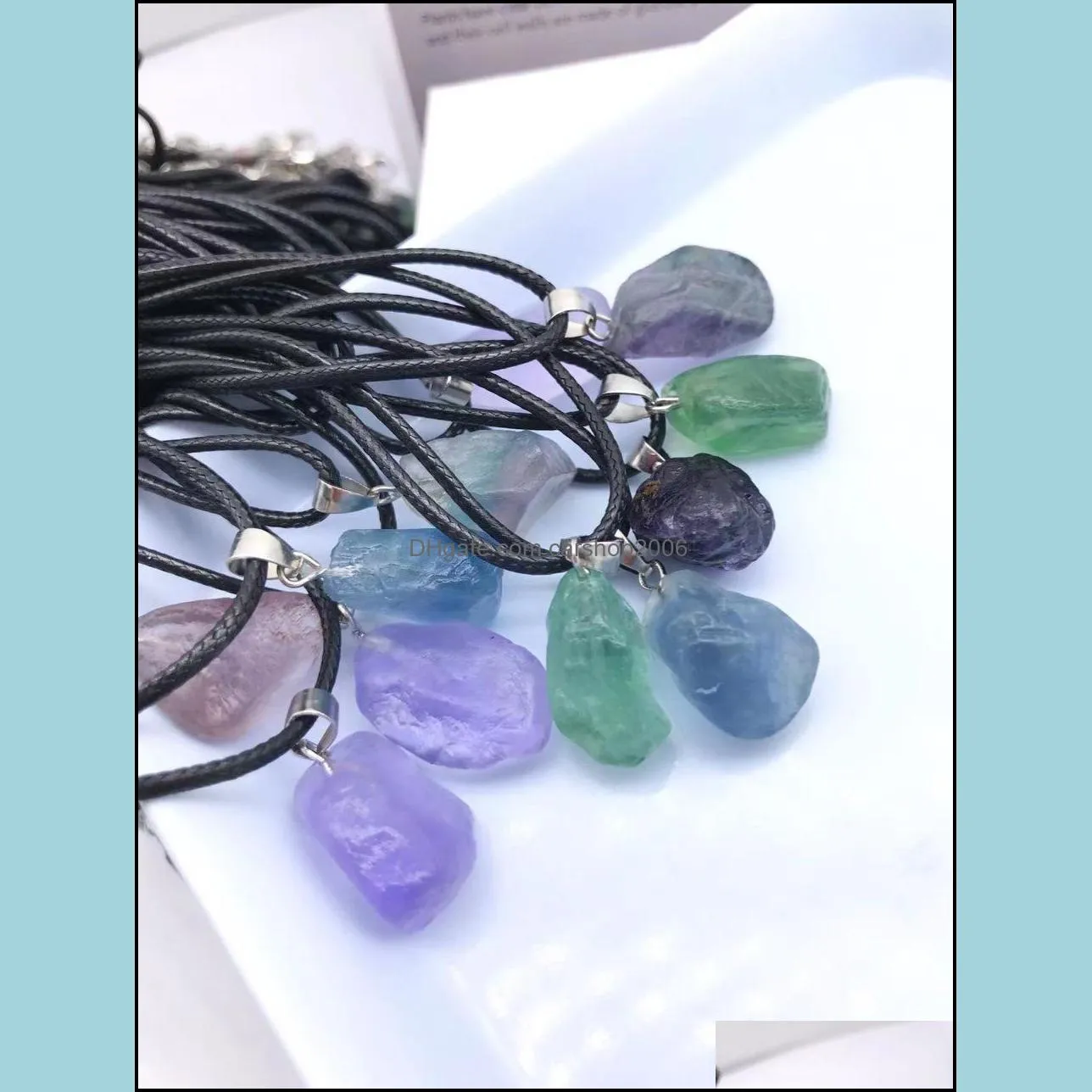 natural fluorite crystal pendant necklace energy stone healing meditation yoga gift wholesale