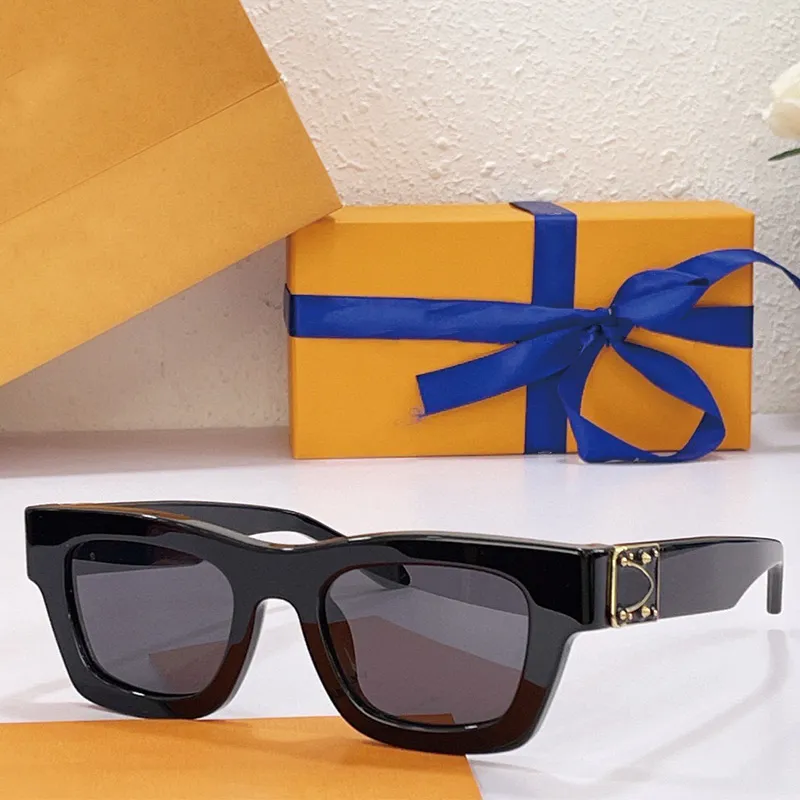 인기 남성 숙녀 고급 디자이너 선글라스 Z1410W 플레이트 스퀘어 프레임 1410 클래식 한 단순한 패션 휴가 여행 파티 UV 보호 스트랩 오리지널 박스