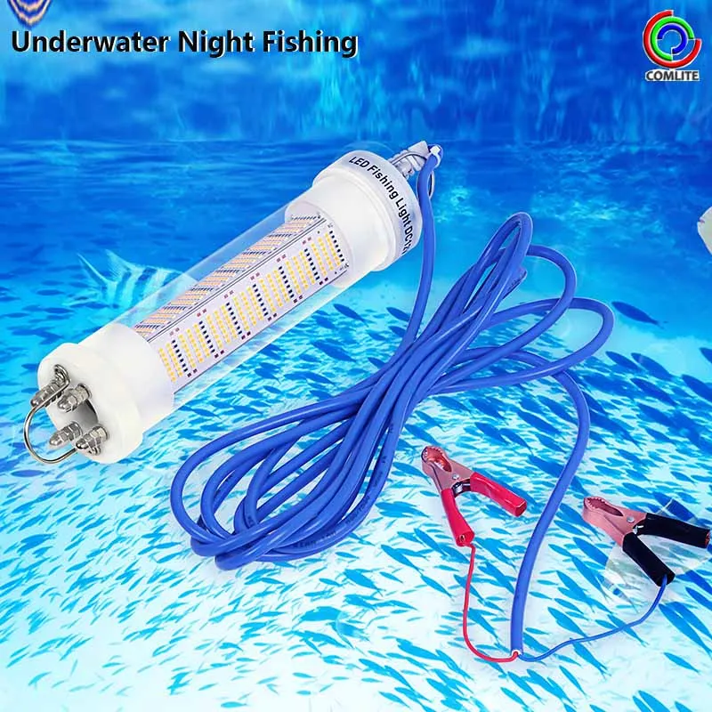 DC12V LED Lights Fishing Lure Bait 200W Deepwater Crank Bass Squid Fishing Light