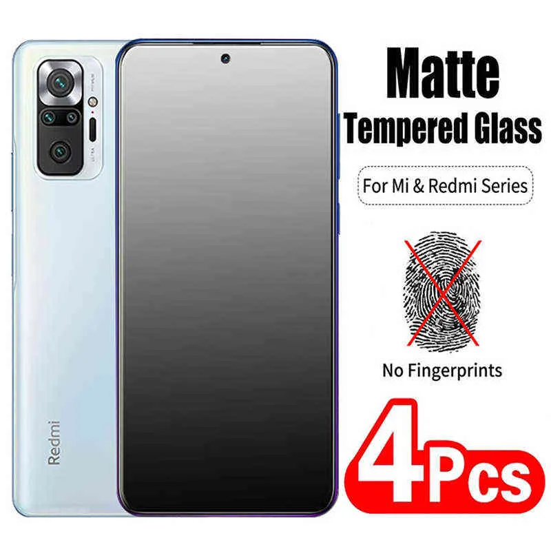 4pcs Matte Verre trempé pour REDMI Note 10 9 8 7 7 PRO Protecteurs d'écran dépoli pour REDMI Note 9S 9T 9A 9C POCO M3 F3 F2 X3PRO AA220326