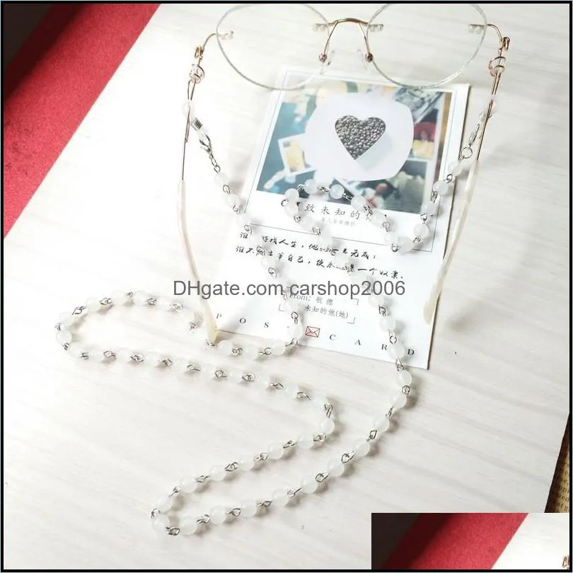 Catene per occhiali Accessori per occhiali Moda Perle di vetro trasparenti Occhiali da sole lunghi Catena appesa Occhiali da donna Drop Delivery 2021 Dihl9