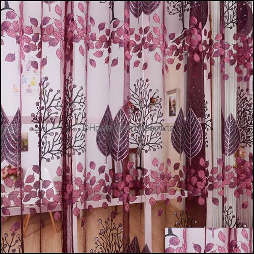 Embroidery Room Floral Tulle Window Screening Curtain Drape Scarfs Valances Curtian For Living Room Bedroom