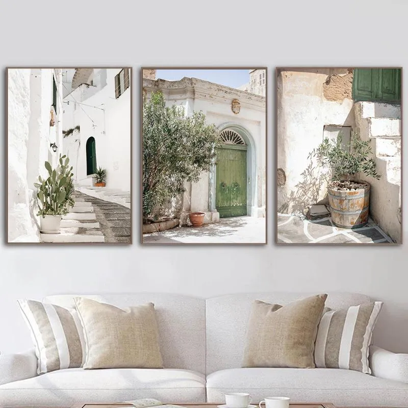 Pinturas Puglia Tree Door Print Itália Paisagem Wall Art Lona Pography Poster E Imagem Para Sala De Estar Home DecorPinturas