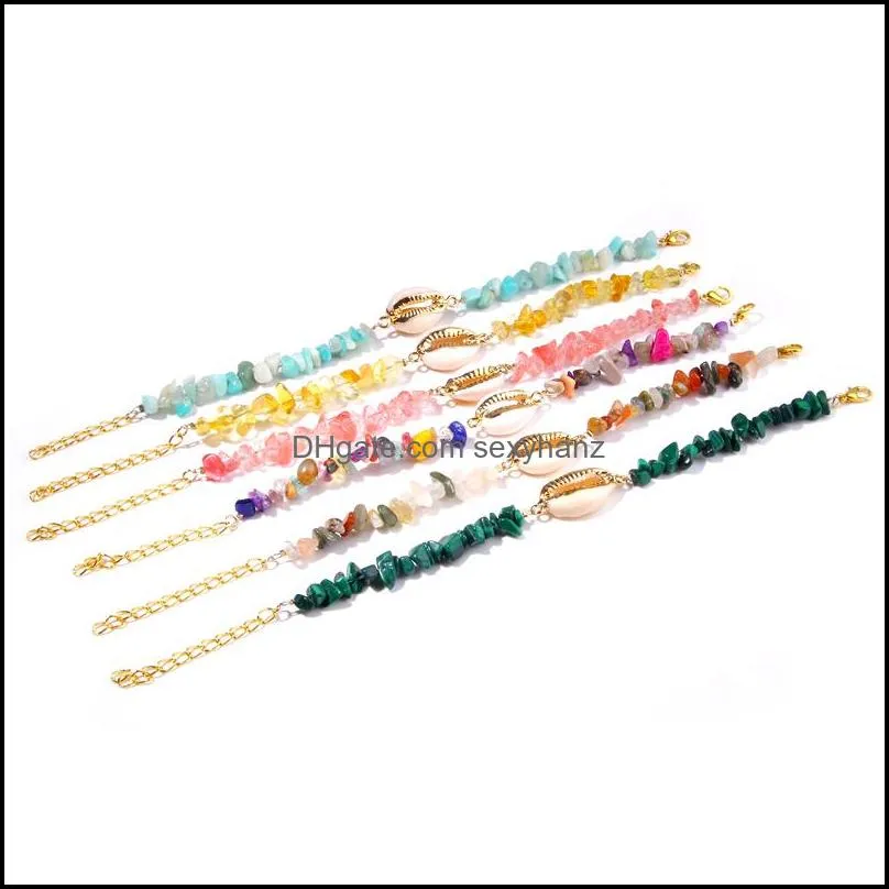 Autres Bracelets Bijoux Coquille Charme Pierre Naturelle Puces Pour Femme Bohème Conque Bracelets Quartzs Cristal Reiki Met Dhx2Q