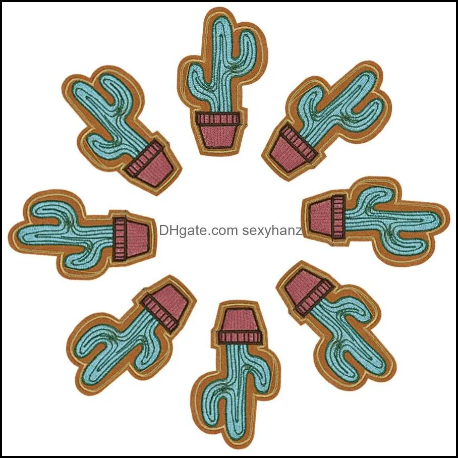 diyes for clothing iron embroidered cactus applique iron ones sewing accessories badge stickers on clothes bag