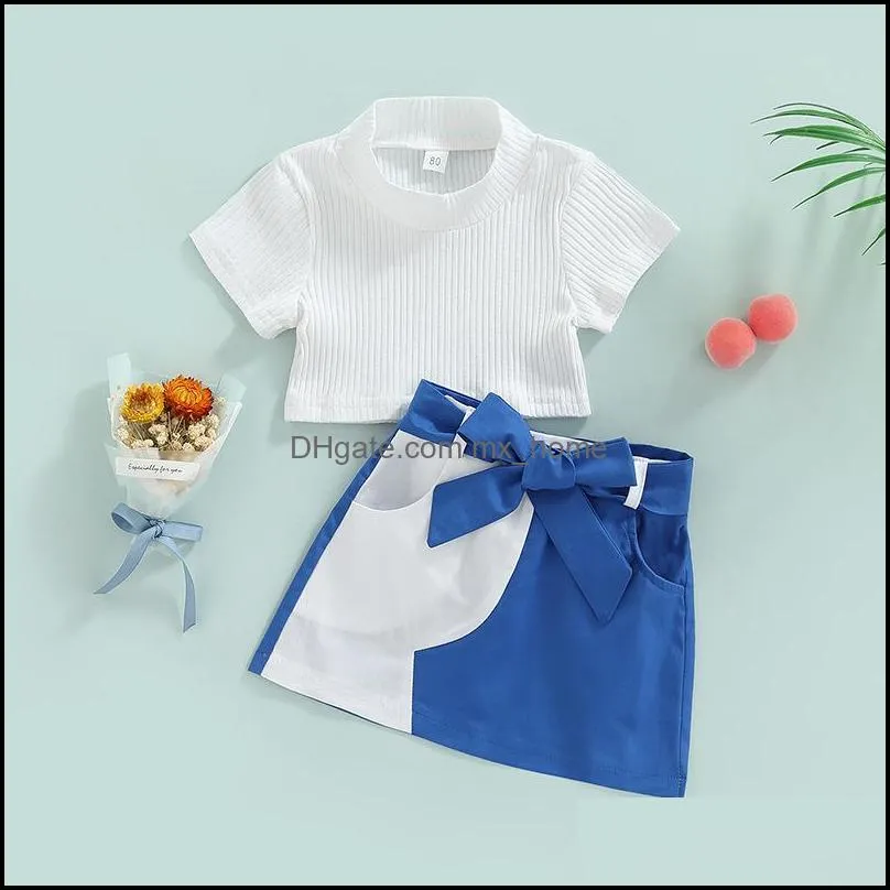 kids clothing sets girls outfits children tops bow skirts 2pcs/set summer fashion boutique baby clothes z6378