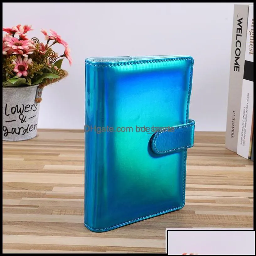 Notepads Notes Office School Supplies Business Industrial Holographic A5 A6 Pu Leather Notebook Binder Refillable 6 Rings Er Loose Leaf