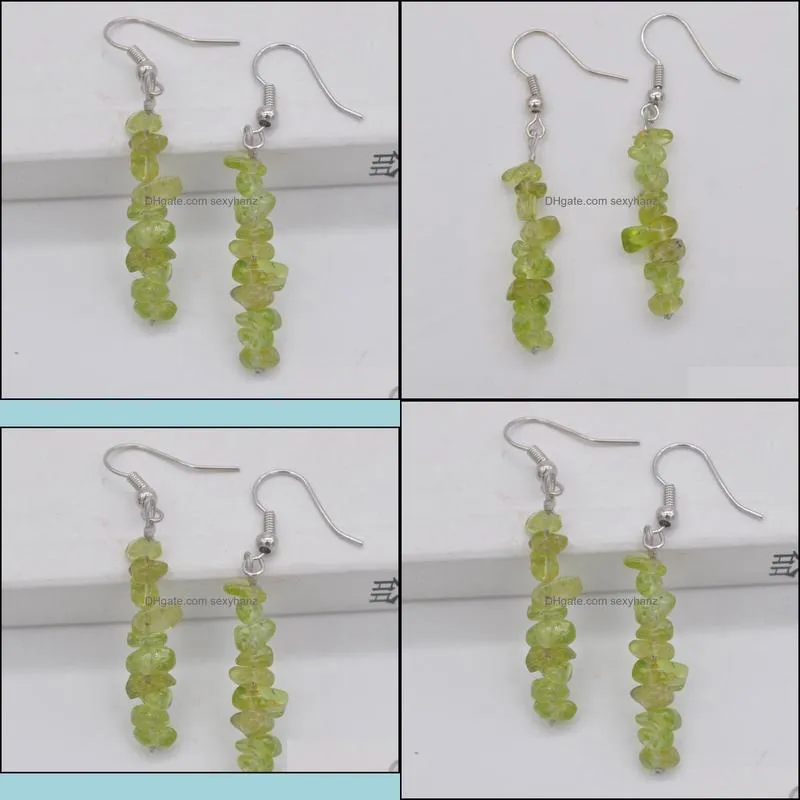 fashion handmade natural peridot olivine beads gem stone earrings jewelry 10pairs