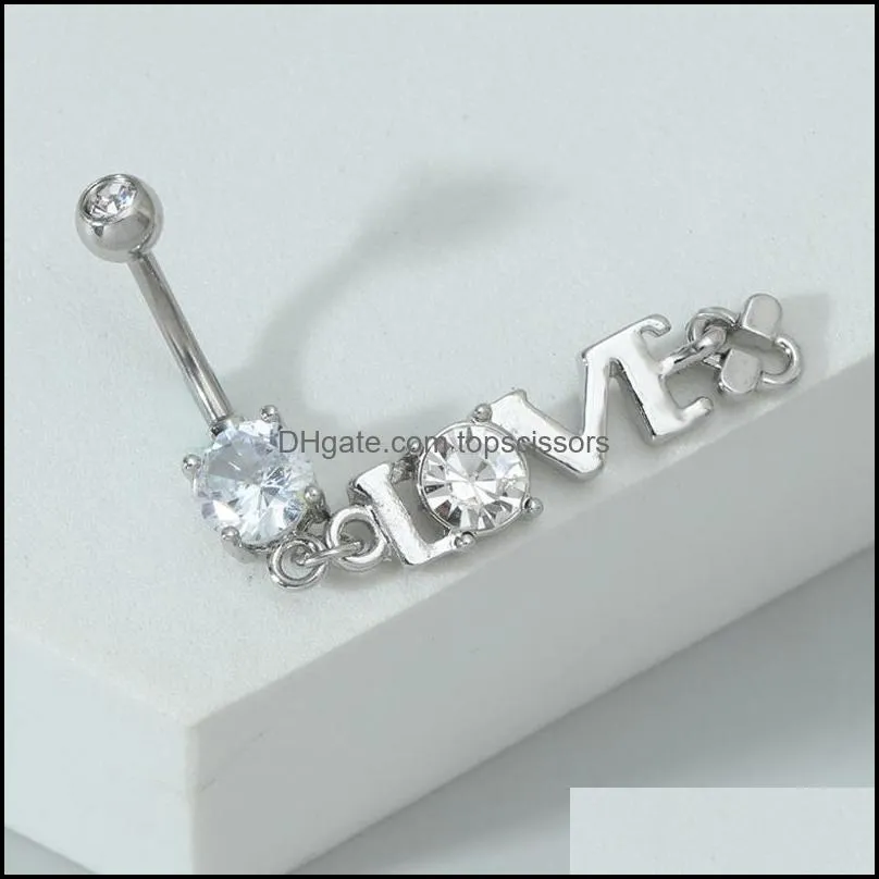 diamonte dangle belly button rings alloy material navel ring belly piercing stud gifts for women