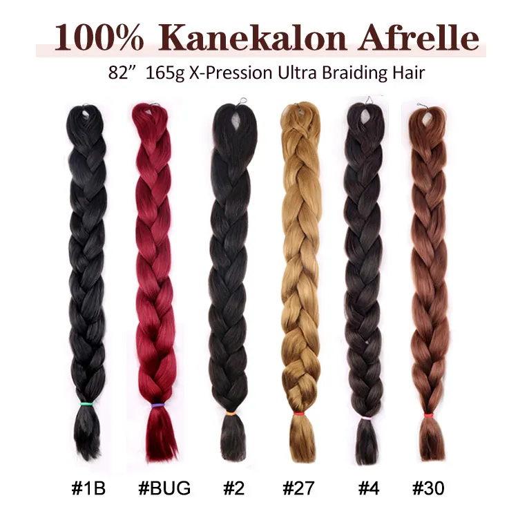 82 Inch Synthetic Jumbo Braiding Hair Pre Stretched High Temperature Fiber Long Crochet Hair Extensions For Box Braids 165g Ultra Braid