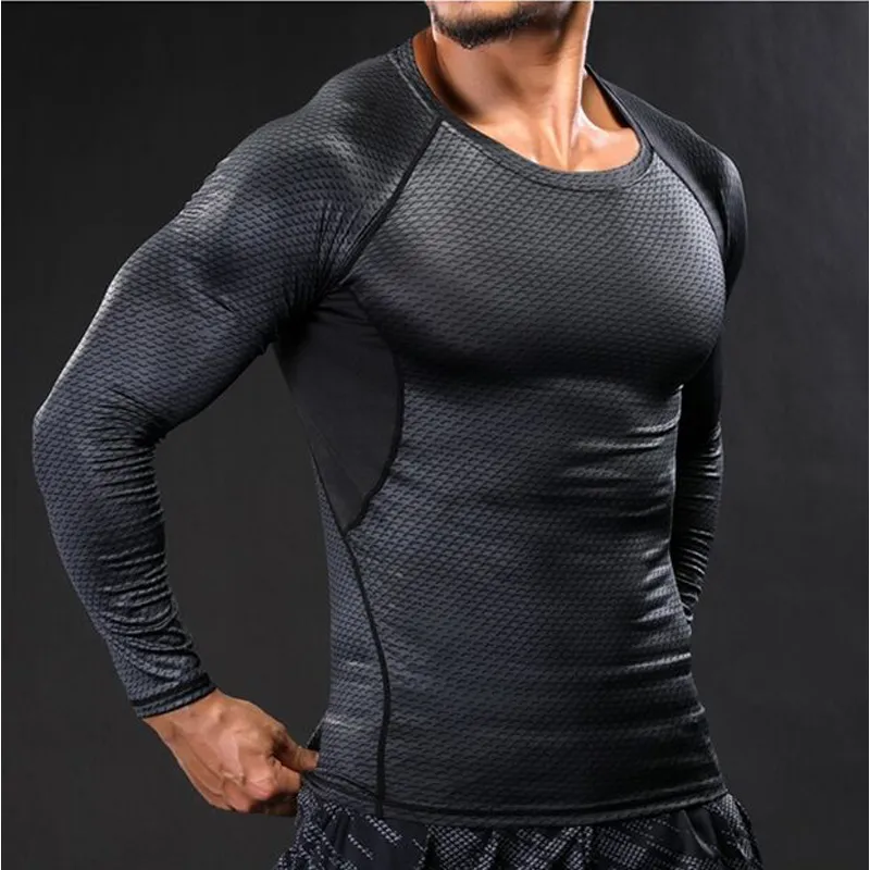 Mens Full Sleeve Compression T Fitness Running Compression Shirt Men