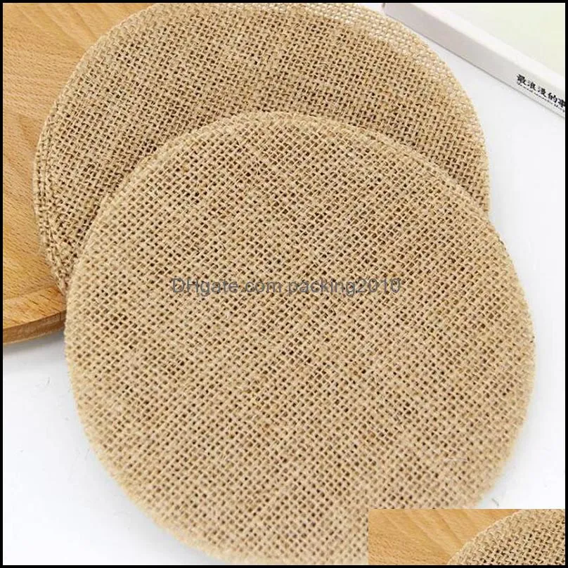 Kitchen Dining Burlap Coasters Table Mats Wedding Decorations Cup Pads