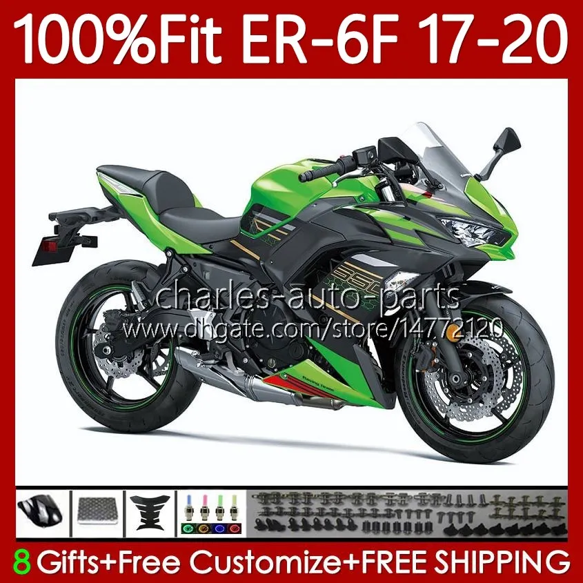 OEM Injection Mold Bodys voor Kawasaki Ninja 650R Er 6F 6 F ER6F 17 18 19 Carrosserie 90HC.0 Ninja650r ER6 F Cowling ER-6F 2017 2018 2019 100% Fit Fackings Kit Factory Green Black