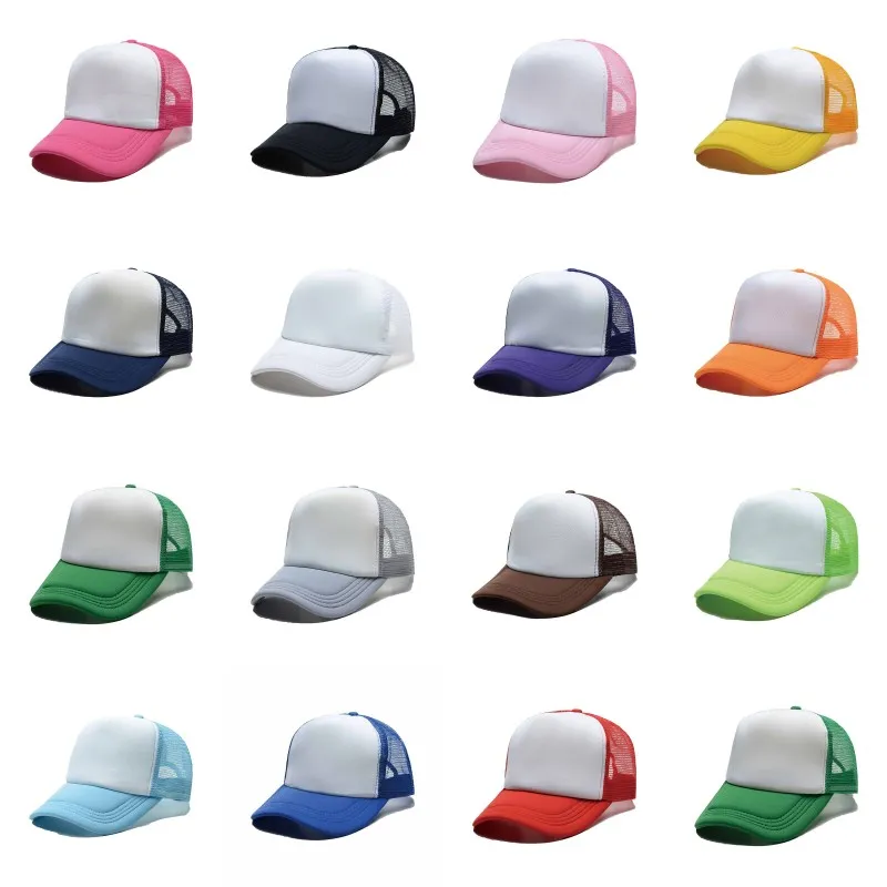 Sublimation Blank Polyester Mesh Hats Summer Breathable DIY Trucker Cap Adult Child Size