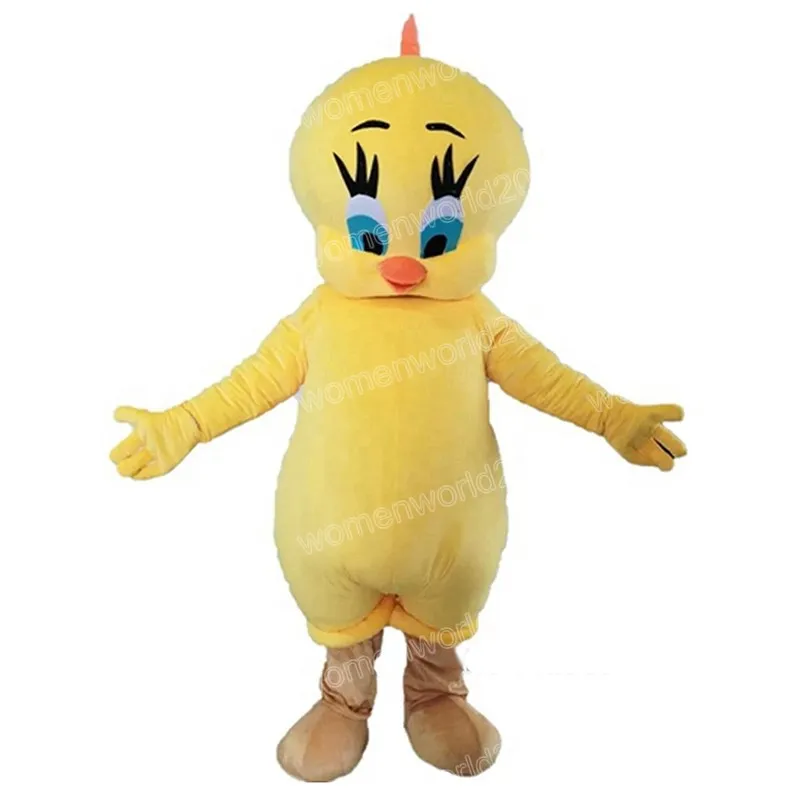 Costume della mascotte dell'uccello giallo di Halloween Costume da personaggio dei cartoni animati di alta qualità Completo unisex per adulti Vestito di carnevale di Natale