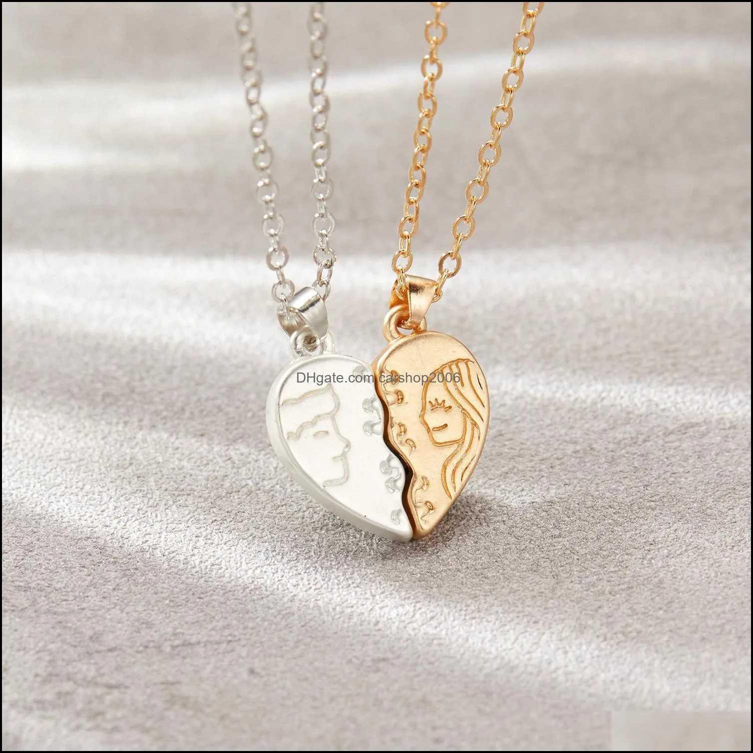 Romantic Heart Pendant Couple Necklace Adjustable Chain Attract Magnet Necklace Wedding Party Jewelry Men Women Accessories