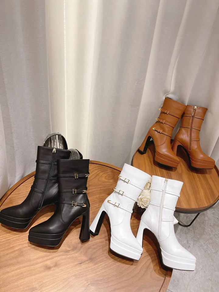 2022 autumn and winter Boots catwalk models hate the sky high heels fashion short boots 15.5CM waterproof platform elastic