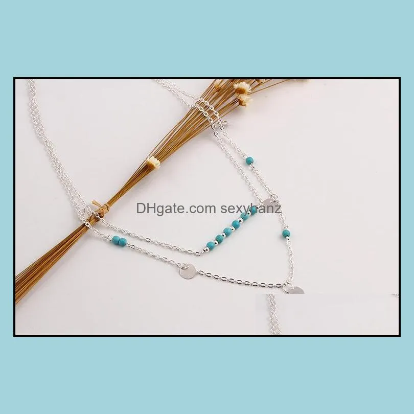 string tassel bar multilayer necklace vintage boho turquoise beads necklaces pendants long charms chains necklaces