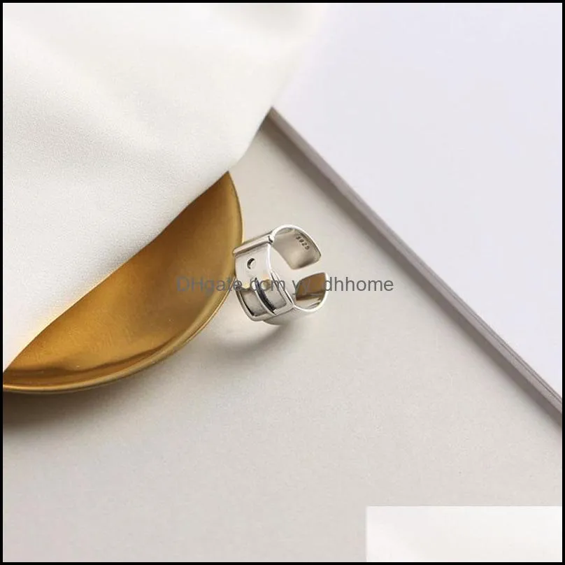 Luxury Belt Design Adjustable Ring 100% Genuine 925 Sterling Silver Wide Glazed Open Rings for Women Fine Jewelry YMR769