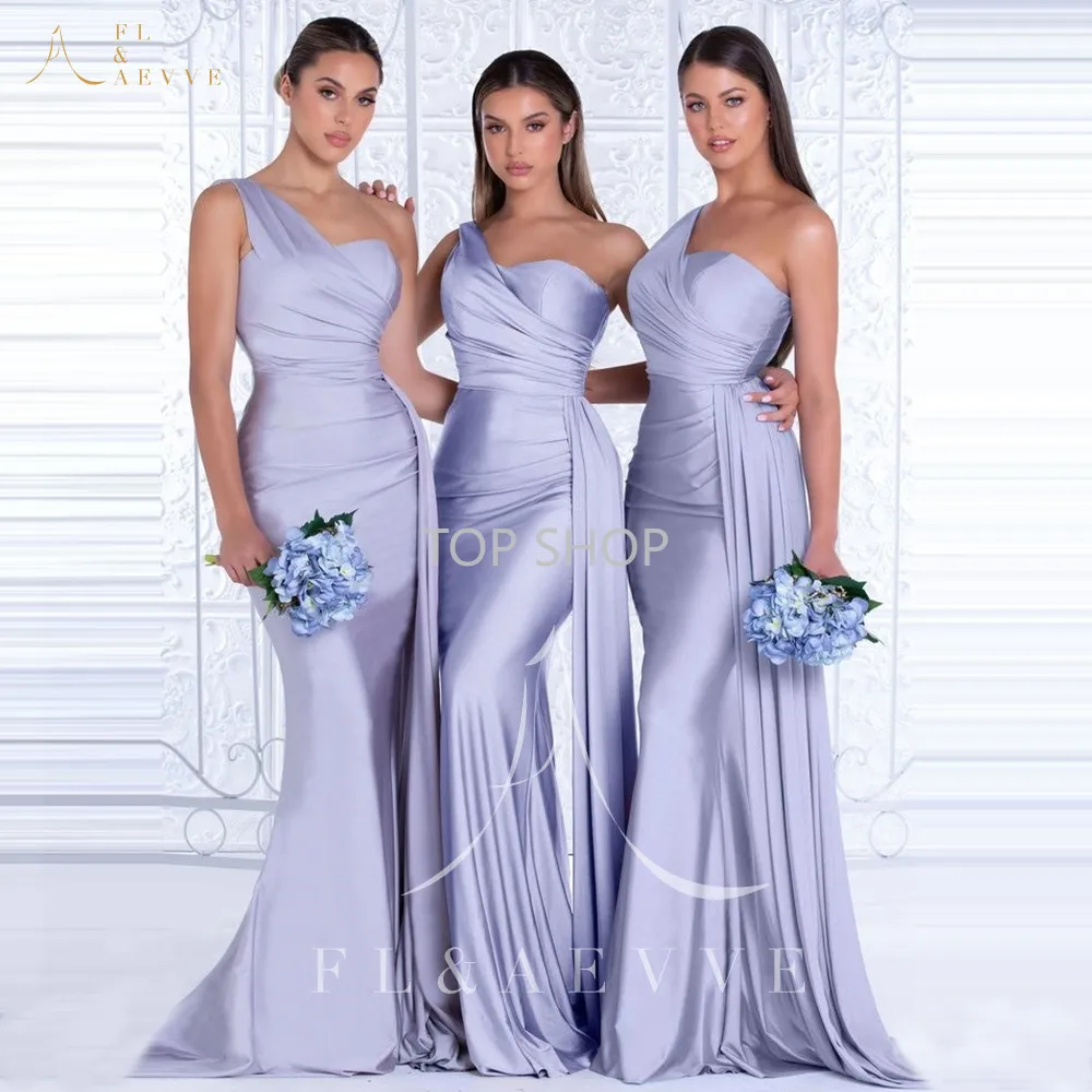 Mermaid jurk bruidsmeisje jurken een schouderjurken voor vrouwen 2022 Elegant bruiloft elastisch satijnen feest bruidsmeisjes vrouw jurken