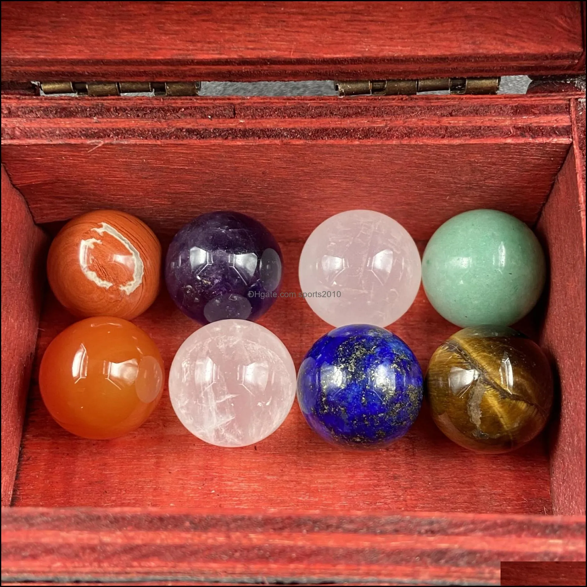 16mm round ball 7 chakra set reiki natural stone crystal stones ornaments quartz yoga energy bead chakra healing art craft sports2010