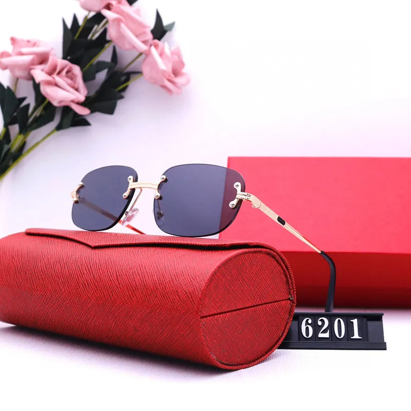 Luksusowe designerskie okulary przeciwsłoneczne modne męskie okulary bawole dla mężczyzn i kobiet bez oprawek czerwone soczewki okulary sportowe metalowa rama lunettes gafas de sol