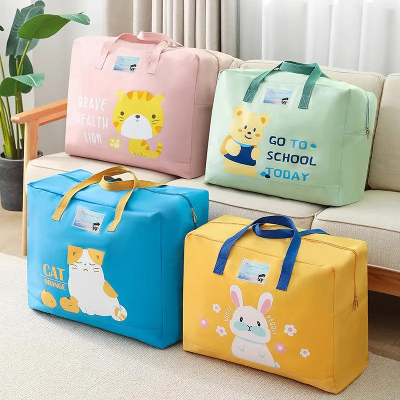 Quilt storage bag cartoon portable water-repellent and moisture-proof children`s sorting clothes moving bags 3 sizes