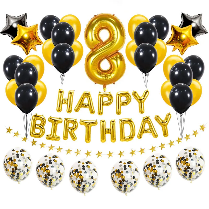 37 Pezzi Oro Nero Numero 16 18 21 25 30 40 50 60 Anni Palloncini  Decorazione Festa Di Buon Compleanno Uomo Donna 30° 40° 50° 60° 220321 Da  12,67 €