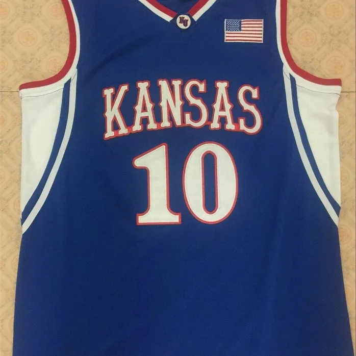 SJZL98 Mens 10 Kirk Hinrich Kansas Jayhawks Vintage Gerileme Basketbol Forması Üniformaları Dikişli Gömlek