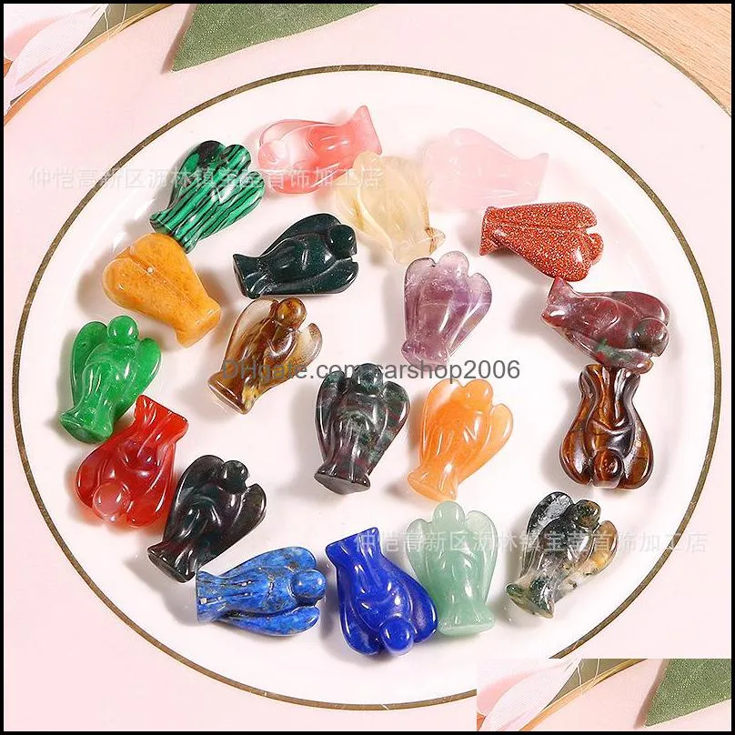 natural crystal stone ornaments carved 15*20mm angel chakra reiki healing pink quartz jewelry making home decor