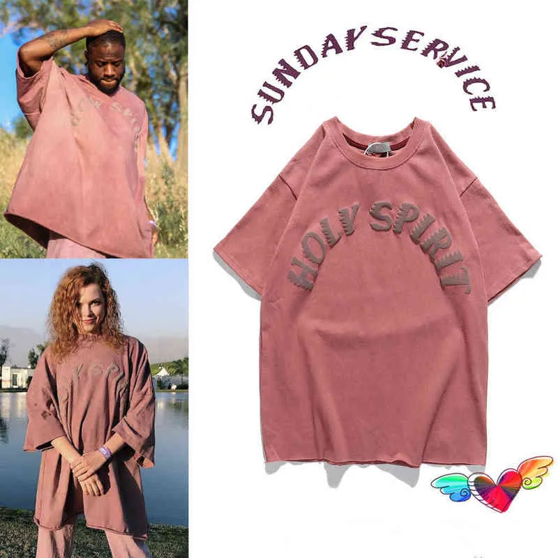 Hip Hop Ye T-shirt Tie Dye Holy Spirit Uomo Donna Stampa schiuma di alta qualità Tee Sunday Service Tour TopsT220721