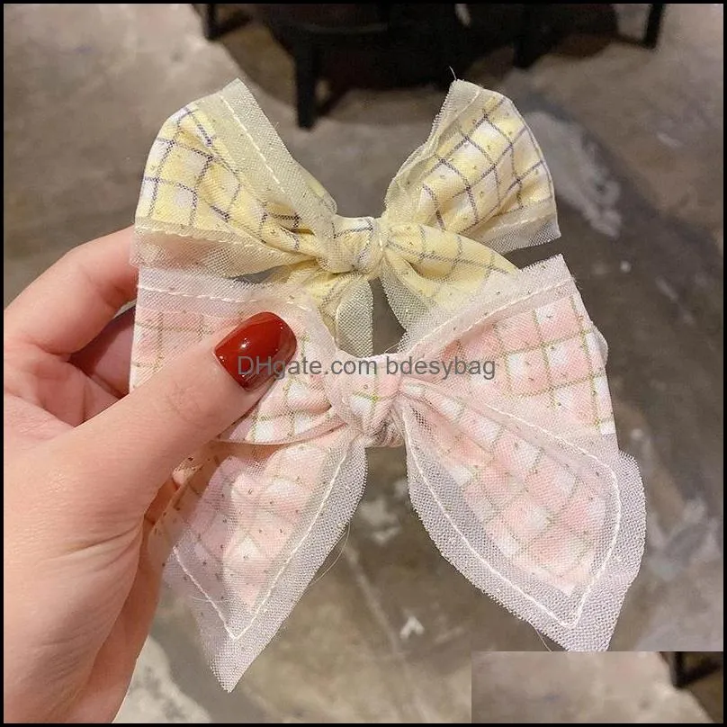 plaid bow hairpin hair clips for women kids new barrettes headdress girls cute bangs clip fashion hair accessories