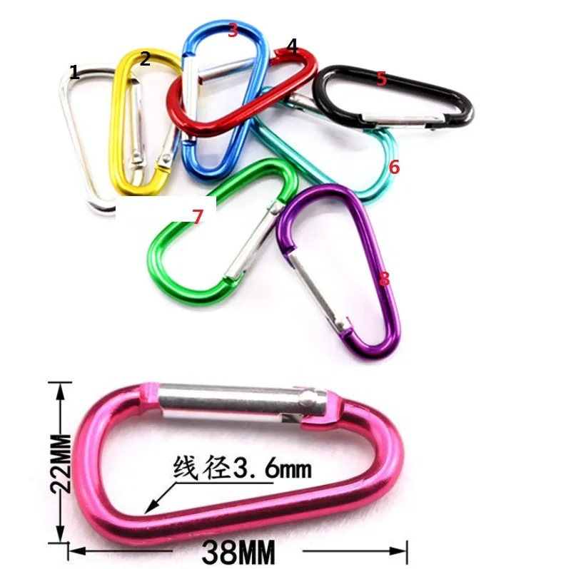 D Shape Carabiner 200LB Mountaineering Buckle Snap Clip Plastic Steel Climbing EDC Backpack Buckle Hook D-Ring lock Tactical Molle Quickdraw Carabiners Ring