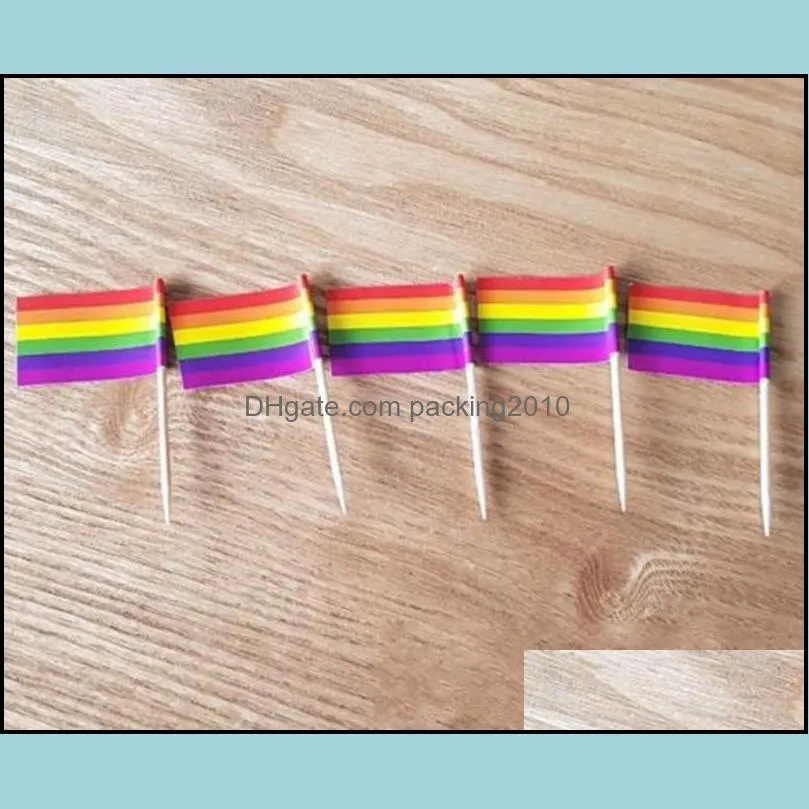 Flag Toothpick Lesbian Gay Pride LGBT Flag Banner Cooktail Sticks Picks