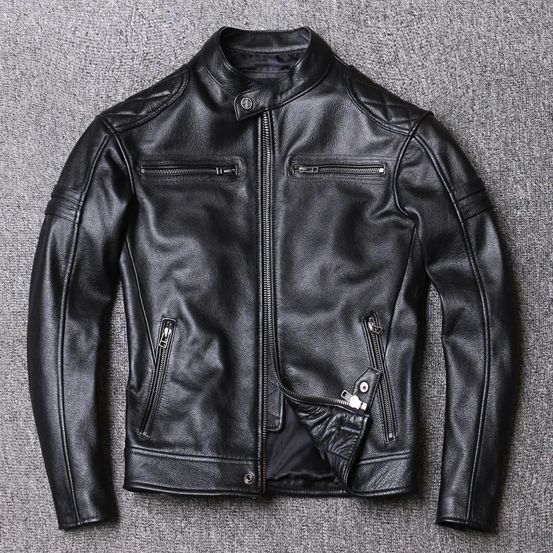 Men's Leather Faux Leather Genuine Leather Jacket Men Coat Cowhide Slim Fa 220823