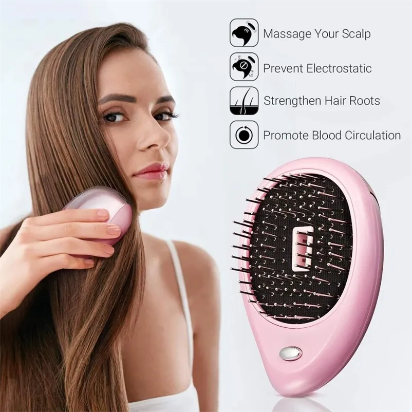 Ionic pente portátil escova de cabelo portátil MASSAGEM ANTESTÁTICO ION ION ION Mini Alisadores Magic pincel Styling 220602