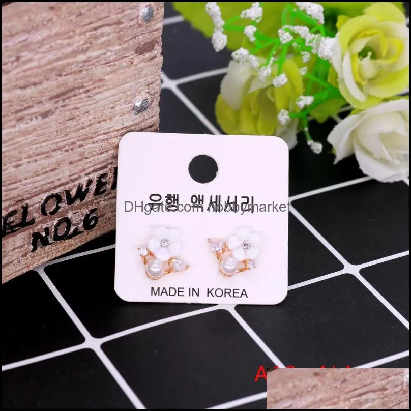 100pcs/lot 4x4cm White Color Paper Different Design Colorful Earrings/Ear Stud Card Jewelry Display Hang Tag Label Printing