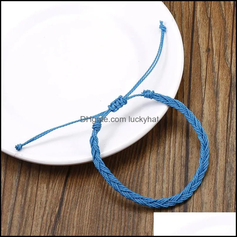 Handmade Woven Braided Rope Friendship Bracelet with Card Beach Bohemian Waterproof Wax Rope Weave String Bracelet for Women Men