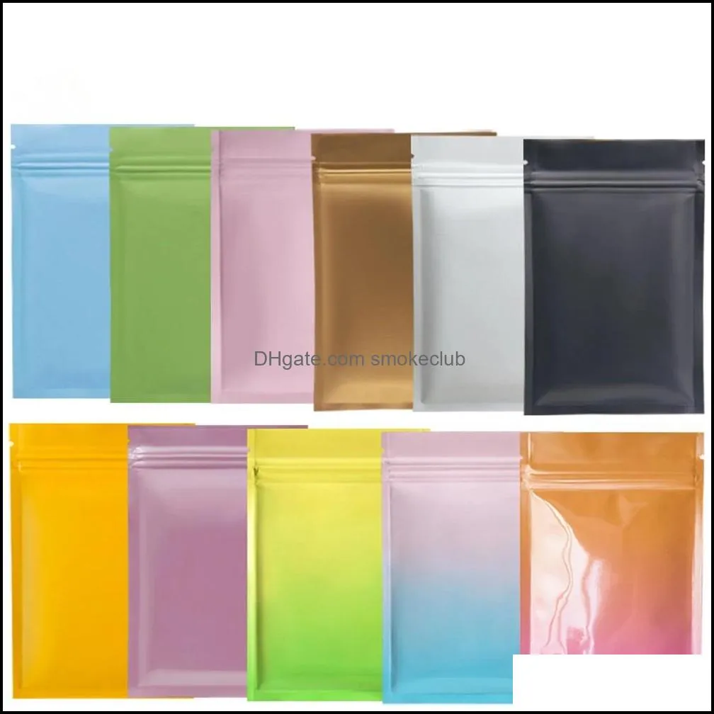 Sublimation Storage 100Pcs Glossy Matte Aluminum Mylar Foil Bag Zip Lock Self Seal Tear Notch Flat Pouches for Food Snack Tea Coffee Bean
