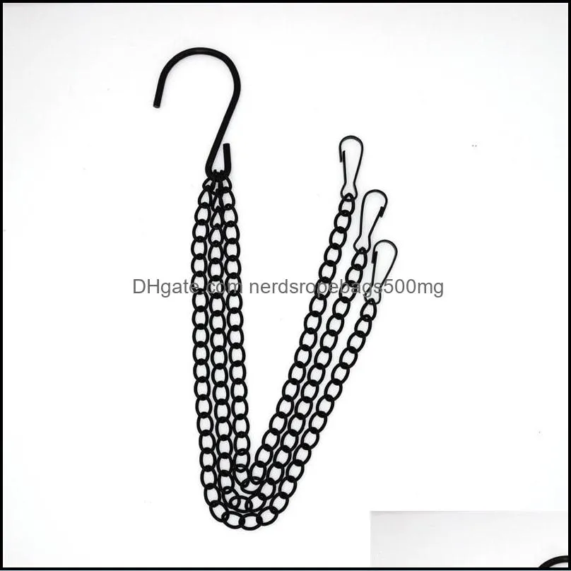 Garden Supplies 3 Point Gardening Plant Flower Pot Basket Hanging Chain with Hooks 1386 V2