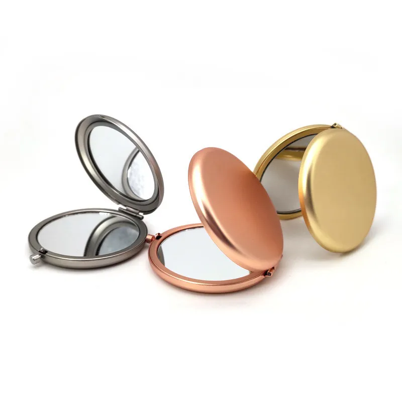 Portable Round Matte Metal Vanity Mirrors 65mm Pocket 2 Face Folding Mirror Customizable Magnifying Makeup Mirrors Mothers Day Valentine Birthday Gift ZL0903