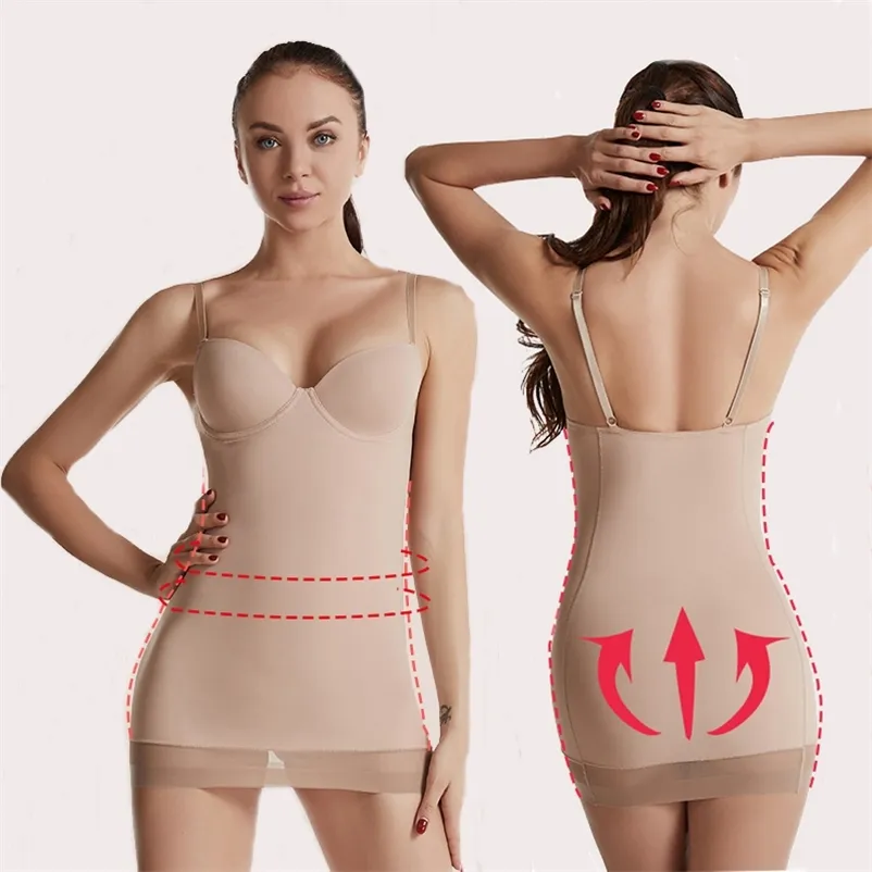 Mezze sottovesti da donna sotto i vestiti Sottogonna a vita alta Gonna senza cuciture Tummy Control Body Shaper Butt Lifter Biancheria intima dimagrante 220506