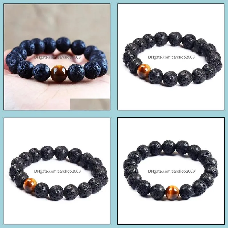 natural volcanic stone beads bracelets black lava men bracelet aromatherapy essential oil diffuser bangle for women men