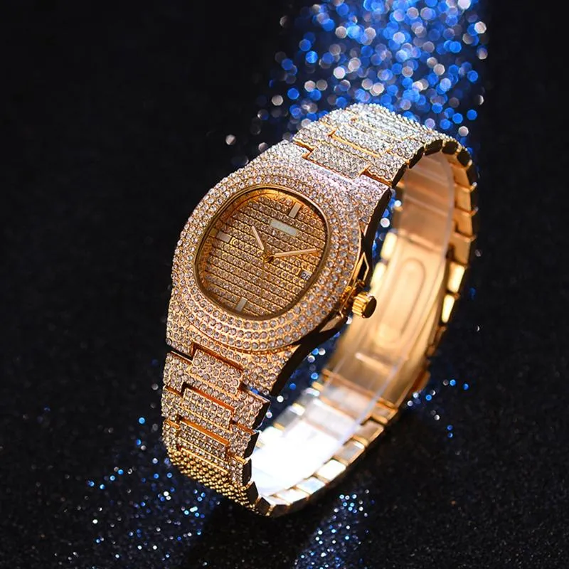 Montres-bracelets en gros mode diamant femmes montre acier luxe dames cristal strass Quartz