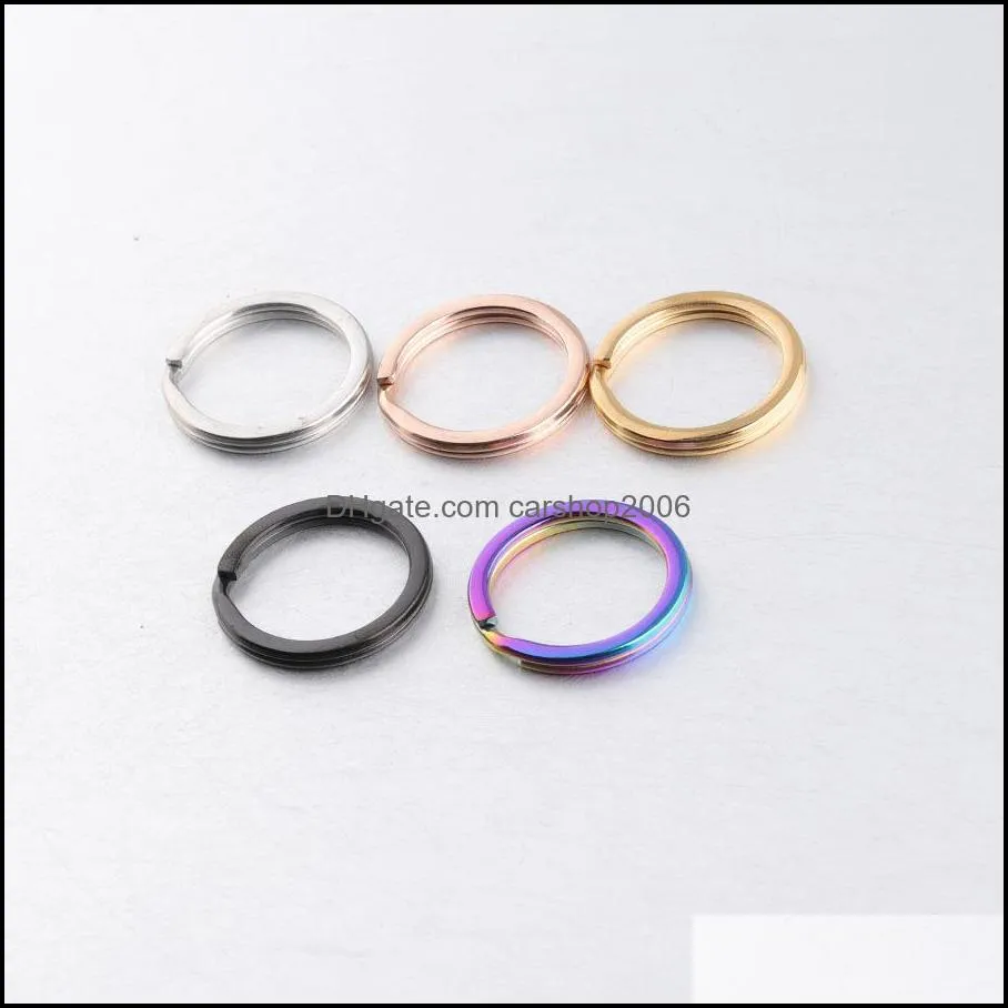 Llaveros 2x25 mm Arco iris Círculo redondo Oro Plata Color Llaveros Anillo de cadena de metal Dividido Llavero unisex Llavero Titular Acceso Carshop2006 Dhocq