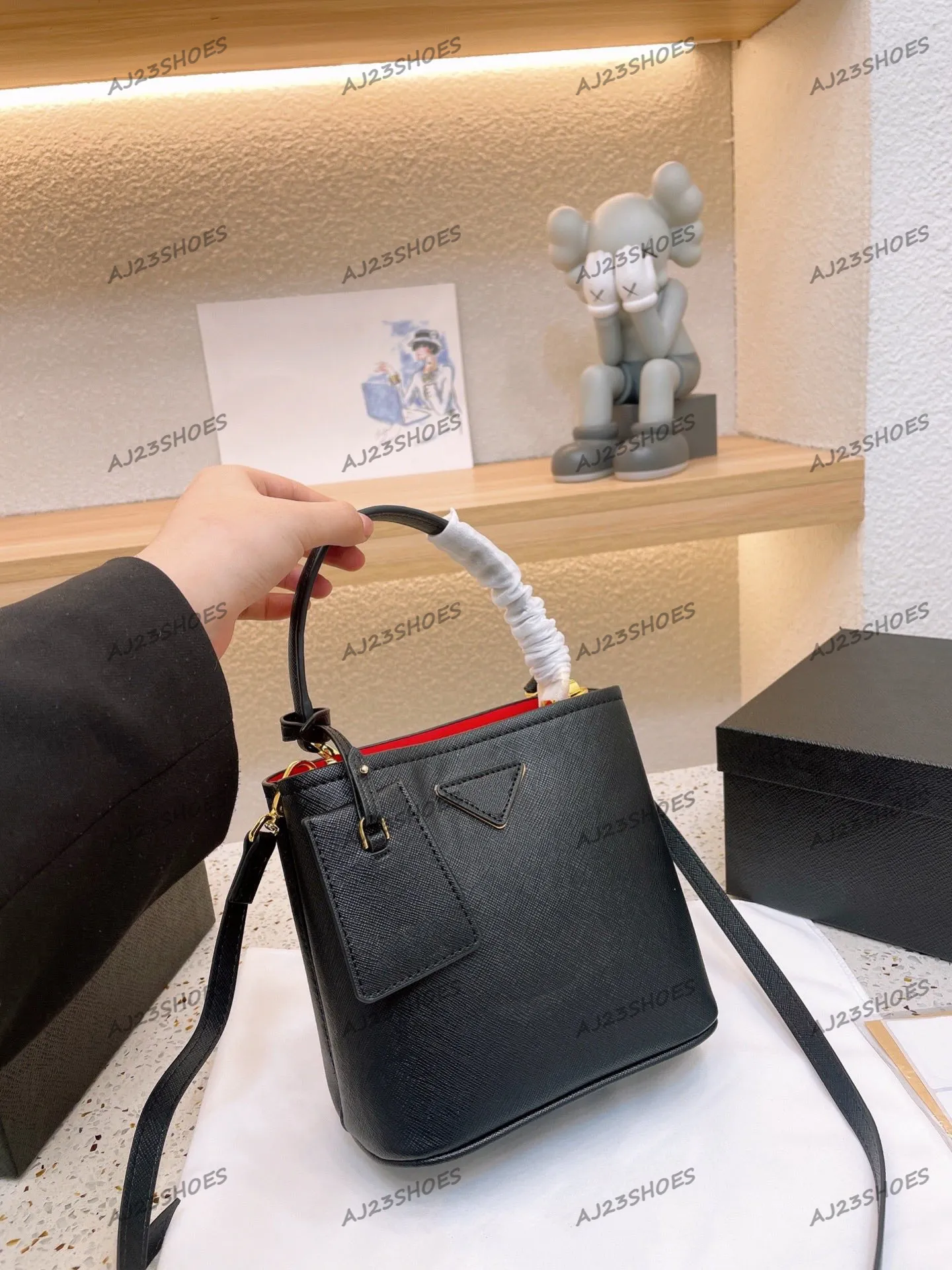 Prada double sales bucket bag